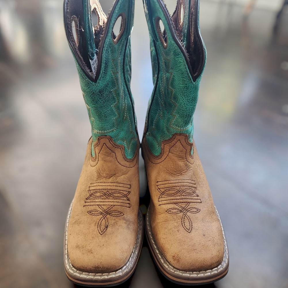 Smoky Mountain Cowboy Boots - Tan and Teal